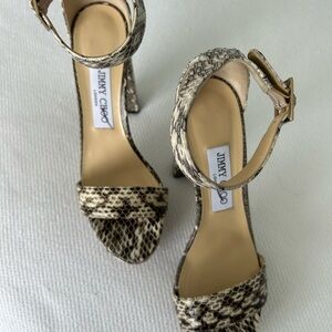 Jimmy Choo Beige and Black Snakeskin Heels New worn only once. Paid new $800.00